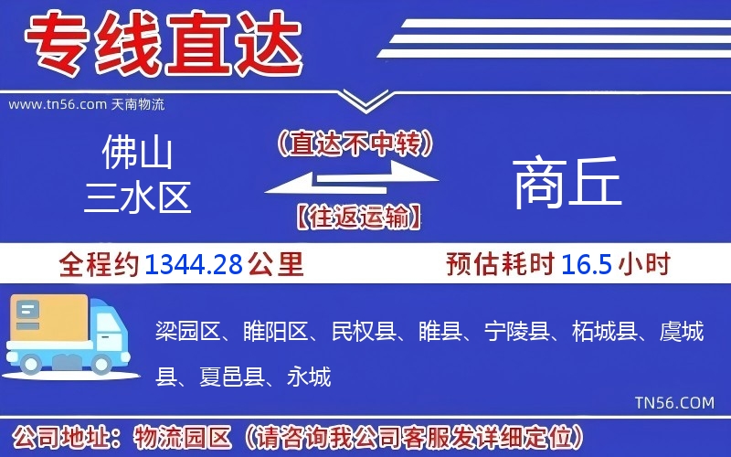 佛山三水區(qū)到商丘物流公司