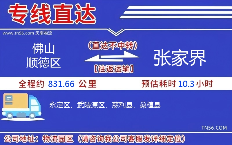 佛山順德區到張家界物流公司