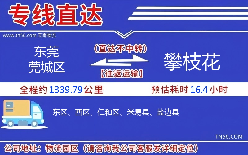 東莞莞城區到攀枝花物流公司