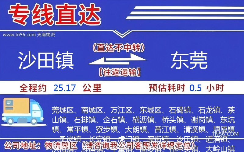 沙田鎮(zhèn)到東莞物流公司